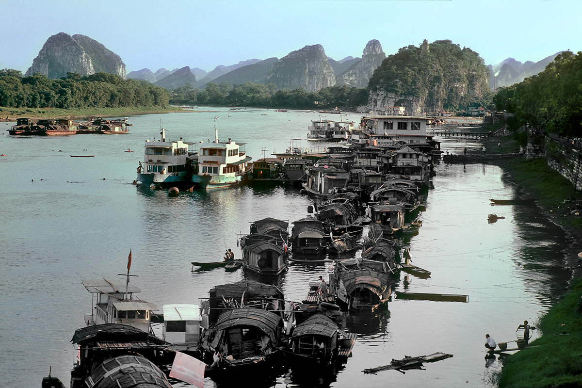 Rivière Li Kiang, du pont de Guilin - Chine, 1984